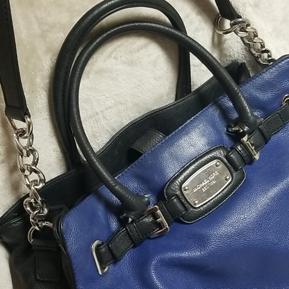 Michael Kors Blue Black Genuine Leather Handbag - Picture 2 of 4